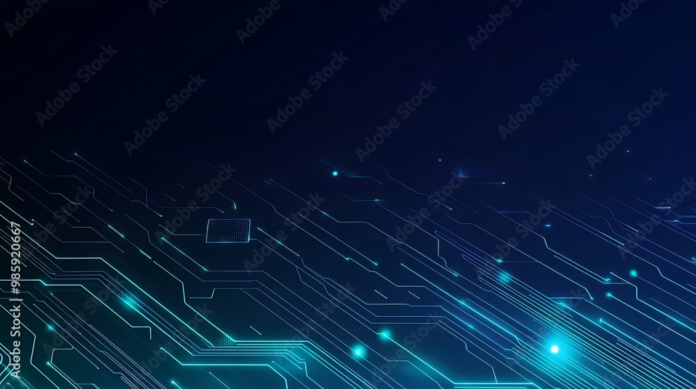 Fototapeta premium Abstract Digital Circuit Board with Glowing Lines