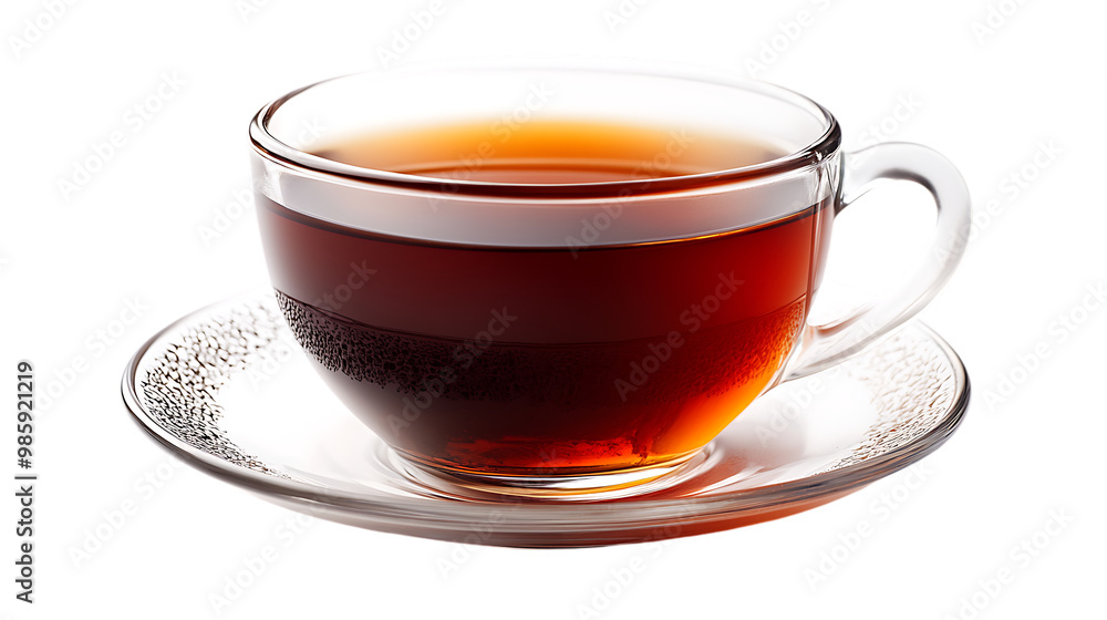 a glass cup with brown liquid on a saucer
a glass cup with brown liquid on a saucer