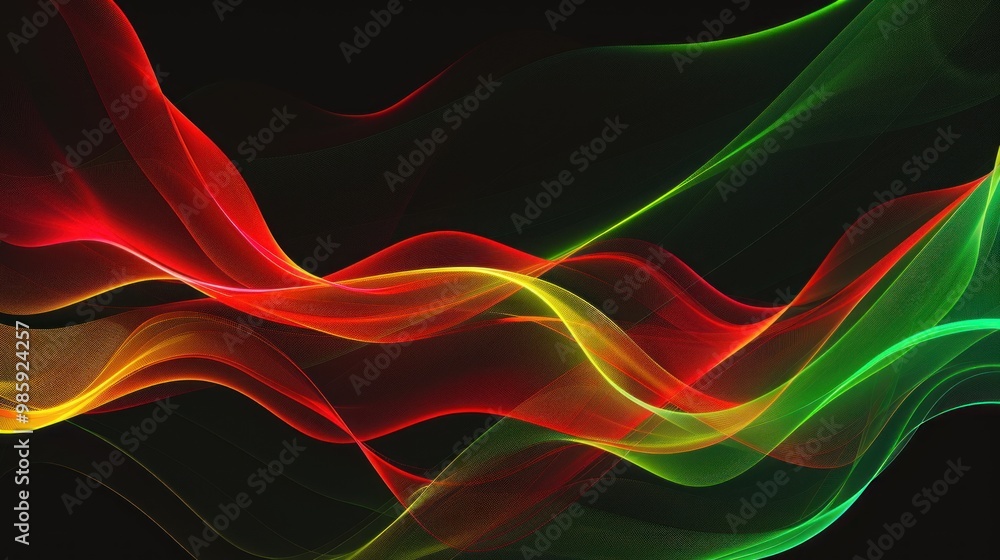 Abstract Waves of Red, Green, and Yellow Abstract Waves of Red, Green, and Yellow