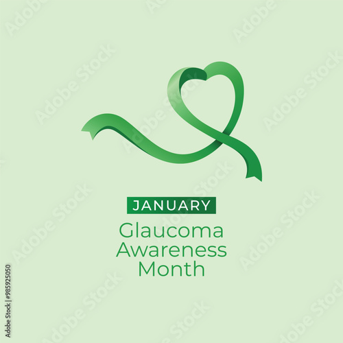 National Glaucoma Awareness Month vector design template good for celebration usage. National Glaucoma Awareness Month design. Green ribbon. flat design. eps 10.