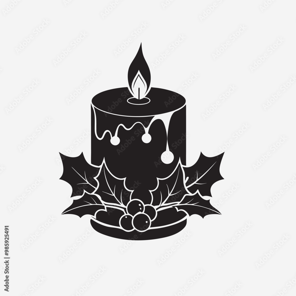 Christmas Candle Icon Isolated on White Background Printable Digital Design Christmas Candle Icon Isolated on White Background Printable Digital Design