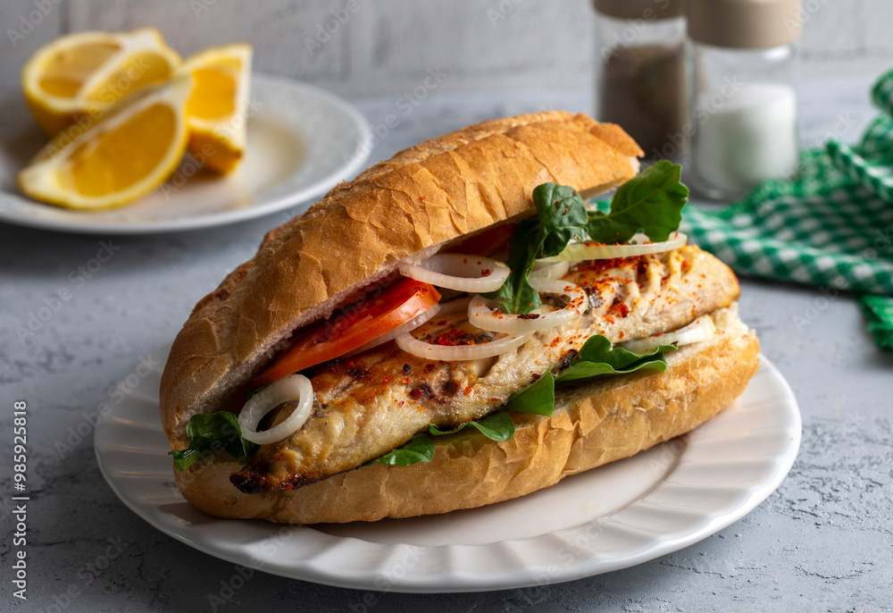 Turkish Balik Ekmek / Fish sandwich. Turkish Balik Ekmek / Fish sandwich.