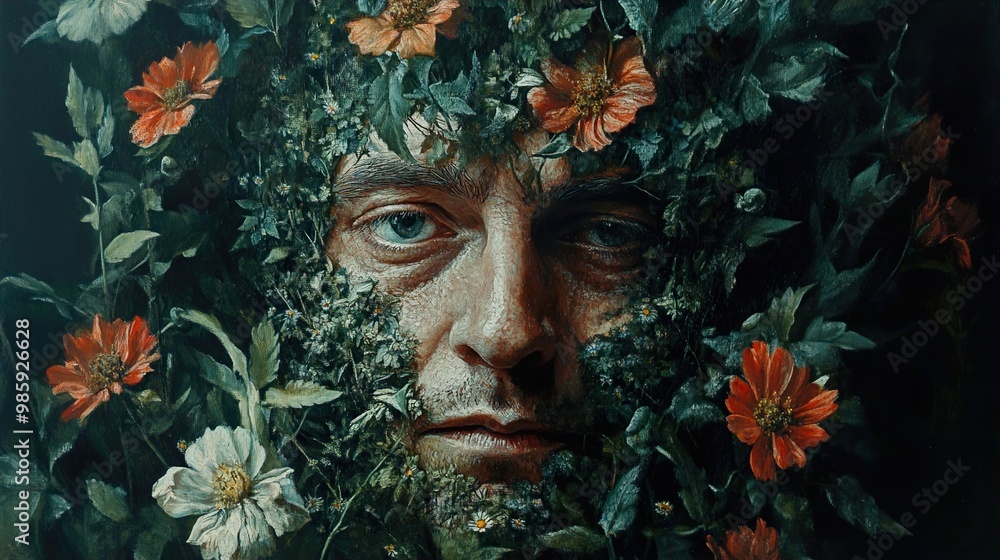 Man Transformed by Nature: A Surreal Portrait Man Transformed by Nature: A Surreal Portrait