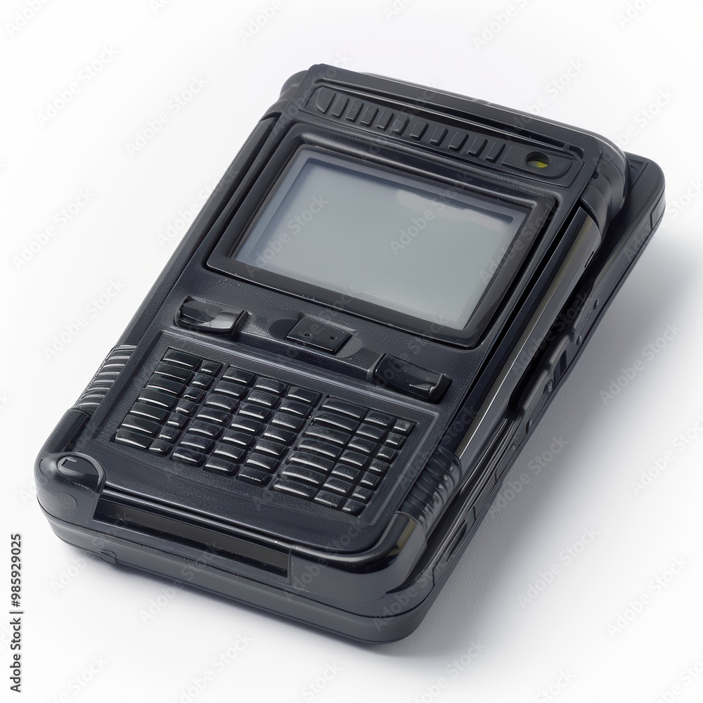 Old cell phone showing its keypad and small screen Old cell phone showing its keypad and small screen