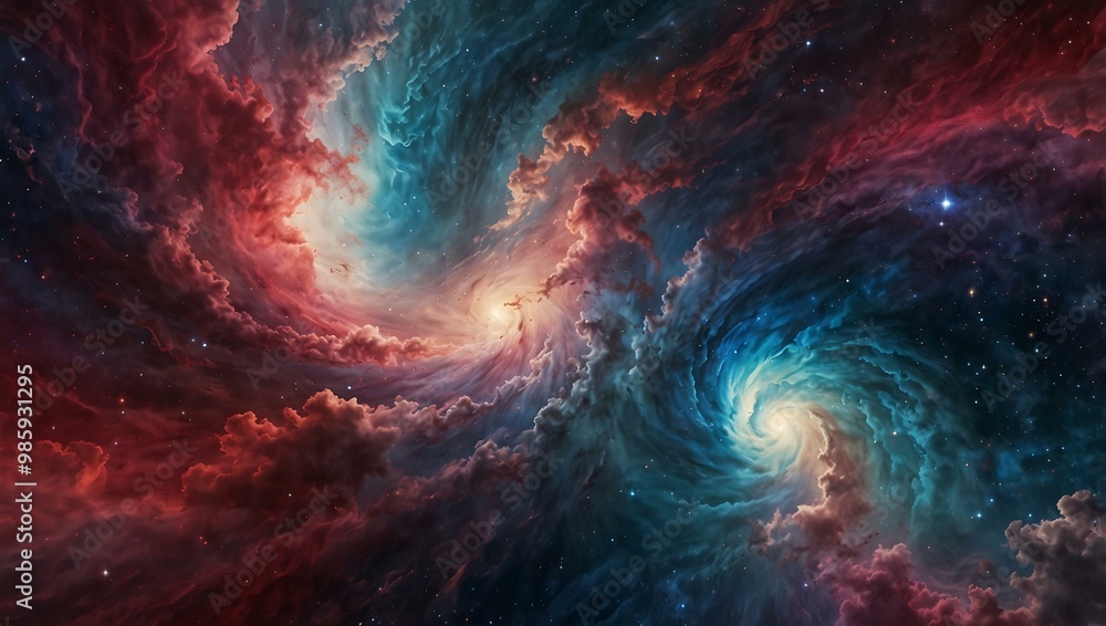 custom made wallpaper toronto digitalCosmic background featuring swirling clouds in pink, red, and blue.