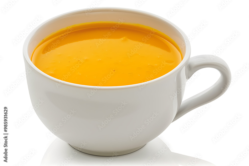 Spiced pumpkin soup in a white ceramic bowl Spiced pumpkin soup in a white ceramic bowl