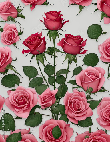 Wallpaper Mural  flower with leaves on transparent background cutout, . artwork graphic design Torontodigital.ca