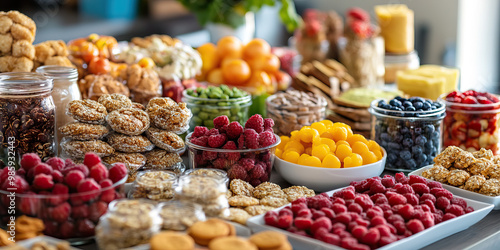 Sweet Tooth Solutions: A table stacked with healthy snacks and sugar-free treats.