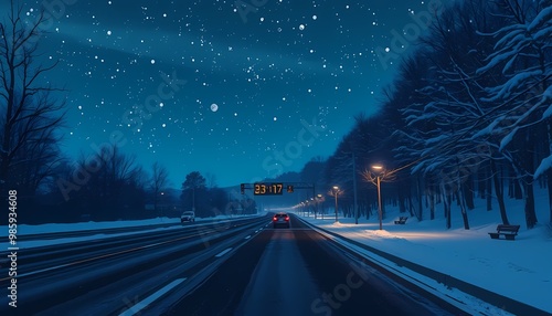 Winter road in the city