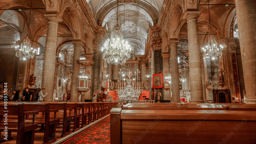 Fototapeta premium The central part of the Basilca of Saint Michel Archange in The Old Town of Menton, France.