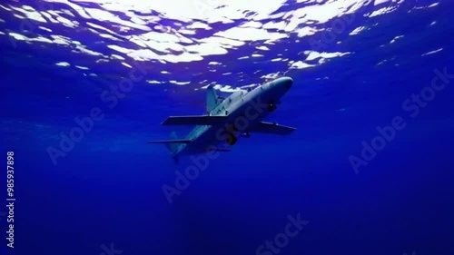 Wallpaper Mural A small underwater submersible in the ocean, with a dolphin swimming nearby. Torontodigital.ca