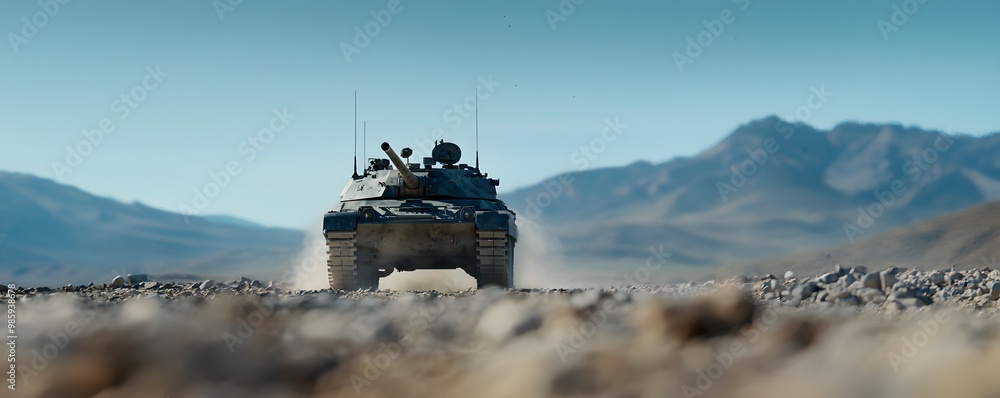 Armored Combat-Ready Tank in Rugged Terrain - Showcasing Military ...
