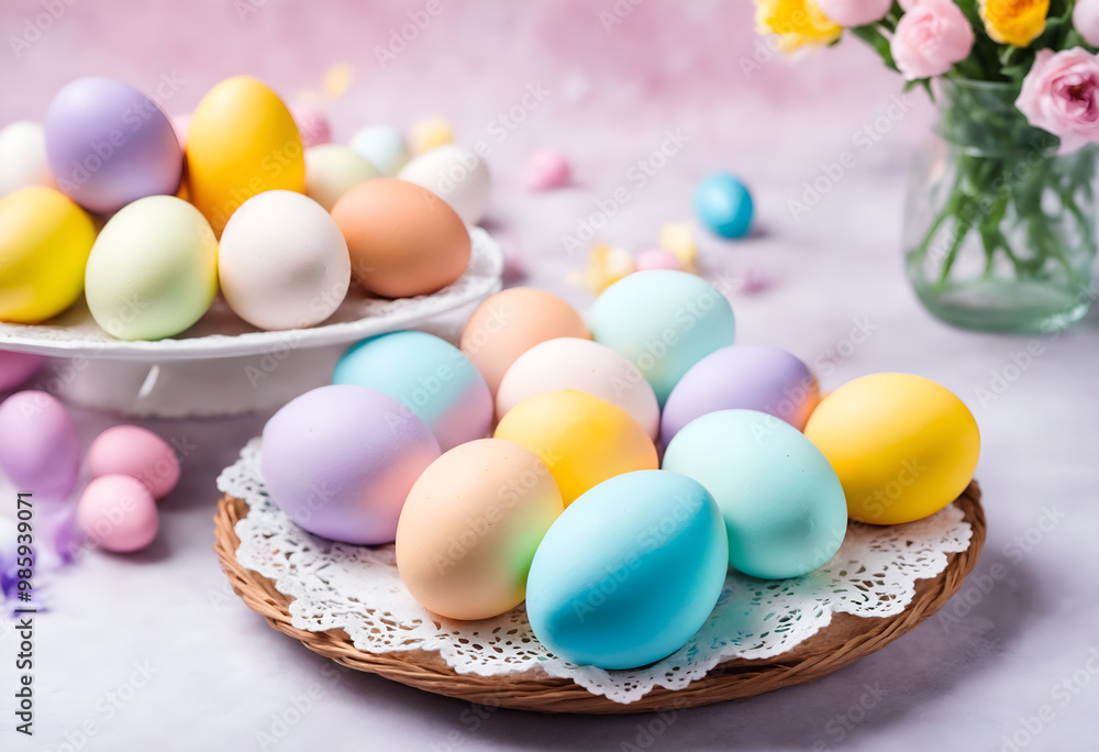 Easter pastel colored eggs Easter pastel colored eggs
