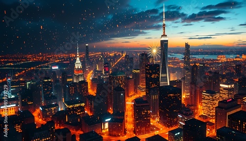 sunset over the city