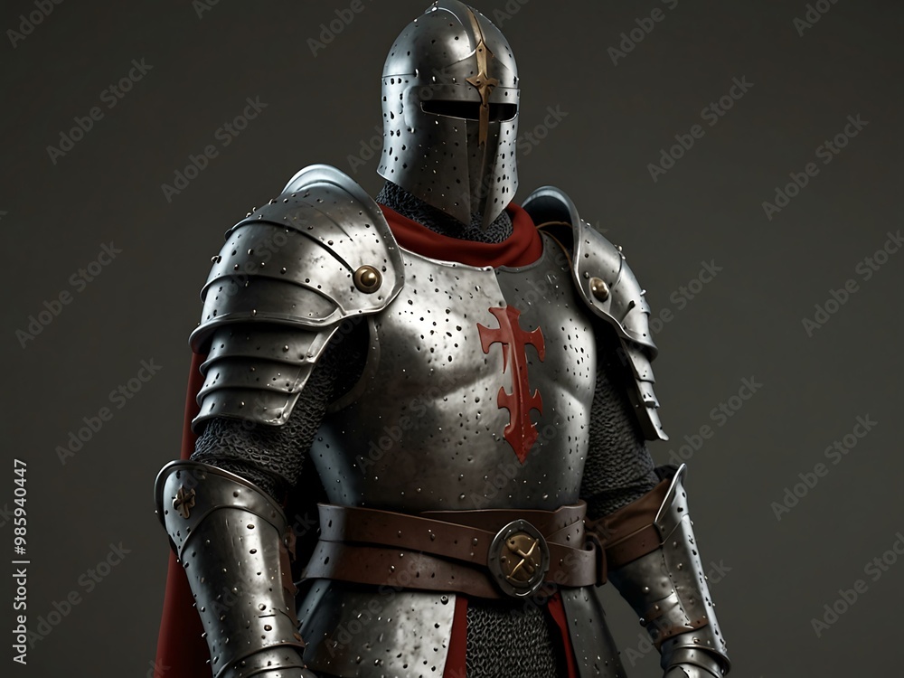 Detailed 3D depiction of a brave crusader in full armor. Detailed 3D depiction of a brave crusader in full armor.