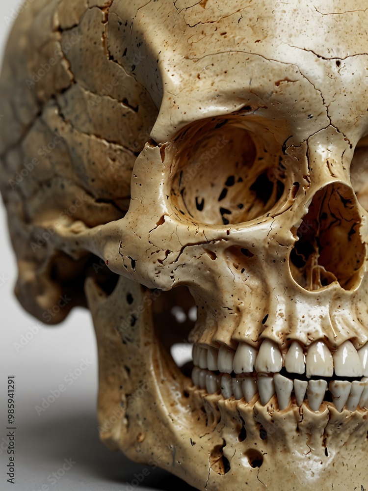 Detailed view of a human skull anatomy. Detailed view of a human skull anatomy.