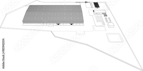 3D illustration of industrial project