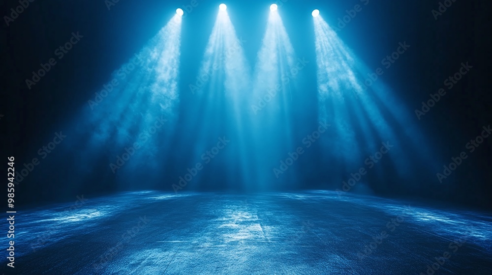 Obraz premium stage illuminated with blue light