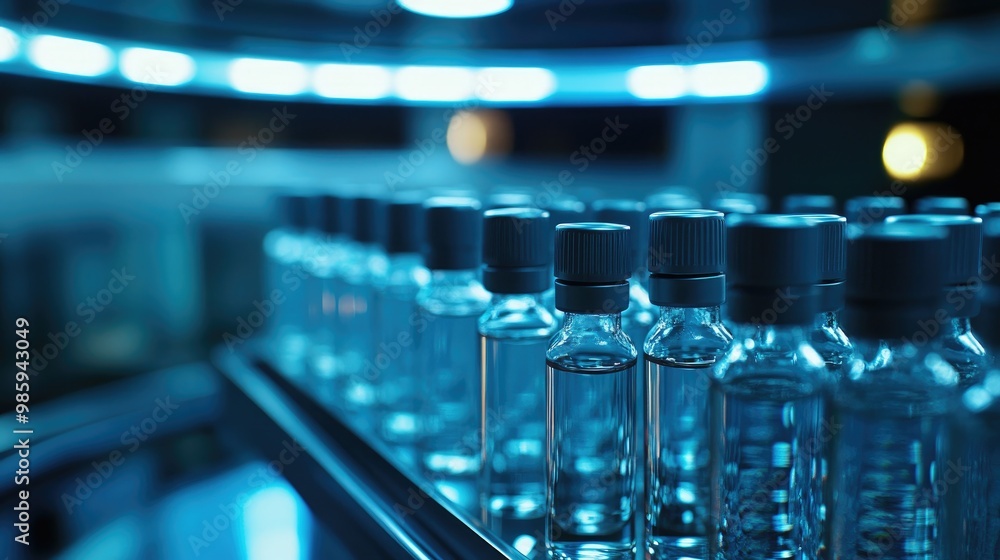 Temperature-sensitive vials: Rows of vials stored in a temperature-controlled chamber, ensuring the preservation of delicate substances. Temperature-sensitive vials: Rows of vials stored in a temperature-controlled chamber, ensuring the preservation of delicate substances.