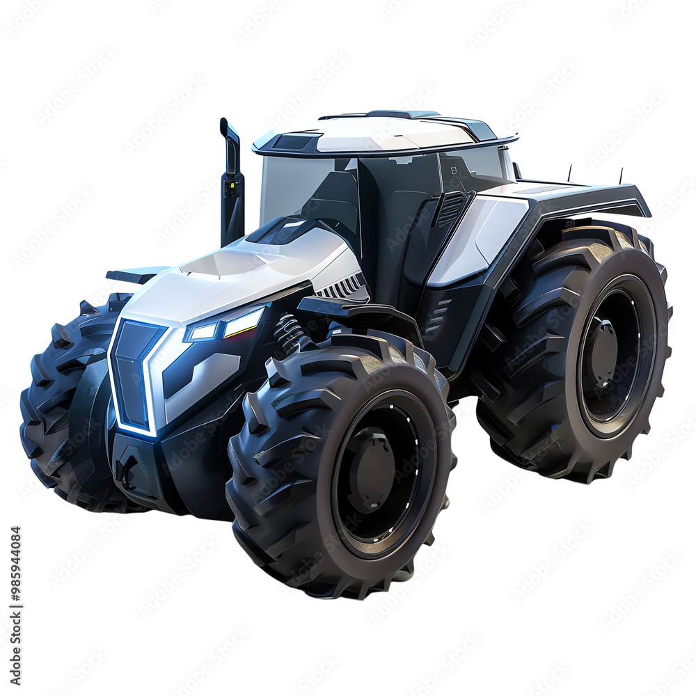 Futuristic tractor design with large, rugged tires and sleek appearance, suitable for modern agricultural and farming purposes. Futuristic tractor design with large, rugged tires and sleek appearance, suitable for modern agricultural and farming purposes.