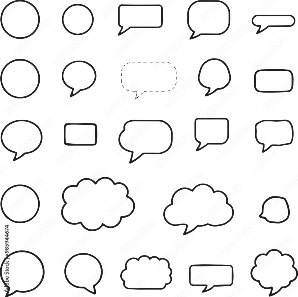 Fototapeta premium Pack of speech bubbles sketches