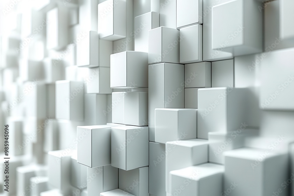 geometric abstraction 3d rendered composition of interlocking cubes in various sizes clean lines and sharp edges create depth and perspective monochromatic color scheme with subtle gradients geometric abstraction 3d rendered composition of interlocking cubes in various sizes clean lines and sharp edges create depth and perspective monochromatic color scheme with subtle gradients