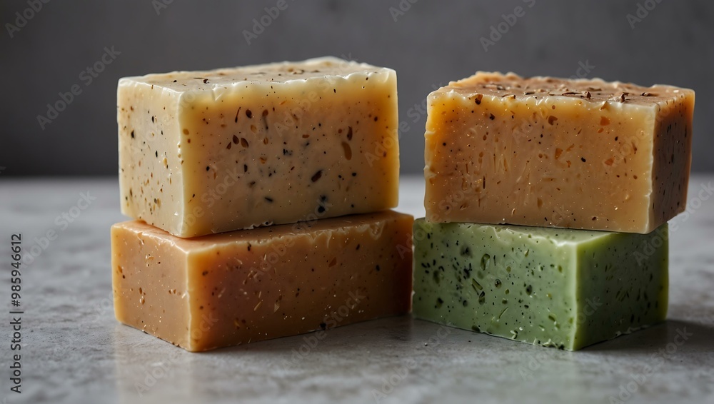 Eco-friendly handmade soap bars on a white background. Eco-friendly handmade soap bars on a white background.