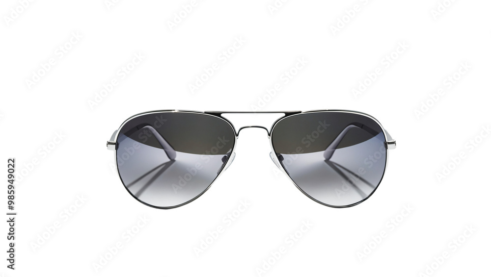 Stylish aviator sunglasses with reflective lenses on white background Stylish aviator sunglasses with reflective lenses on white background