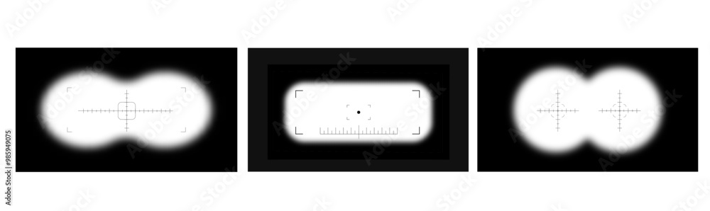 Binoculars Frame Overlay Set. blurred border vector transparent backdrop Binoculars Frame Overlay Set. blurred border vector transparent backdrop