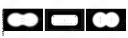 Binoculars Frame Overlay Set. blurred border vector transparent backdrop