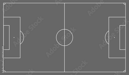 Football fields top view. Soccer grass fields with chalk lines. Green grass field background. Vector Football - Soccer Field. Scheme and marking of the football field, soccer field.