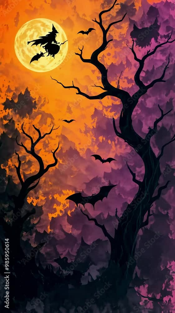 Halloween Abstract Background with Spooky Elements and Dark Colors, loop Halloween Abstract Background with Spooky Elements and Dark Colors, loop