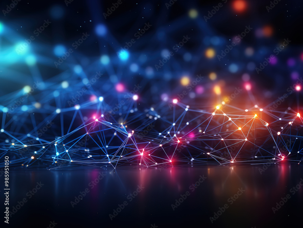 Wonderful Abstract Technology Backgound with Particles Connections for Internet of Things Wonderful Abstract Technology Backgound with Particles Connections for Internet of Things