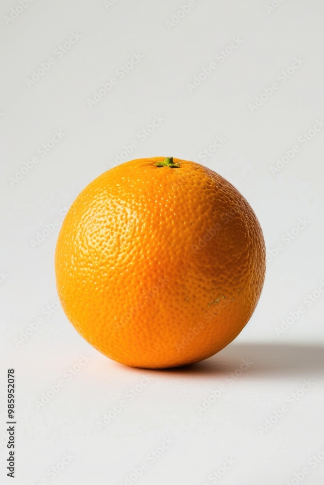 A single orange sitting on a white surface, ideal for use in food or still life photography A single orange sitting on a white surface, ideal for use in food or still life photography