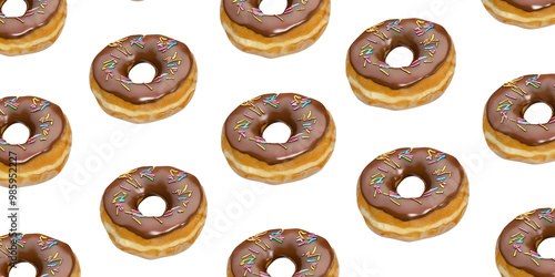 Lots of donuts on transparent cutout background, PNG file. Mockup clipart template for artwork design