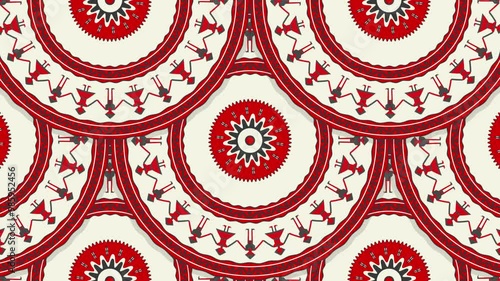 Romanian rotating embroidery pattern, 4k abstract  background loop in colors