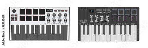 Digital music instrument. Realistic synthesizer, midi controller.