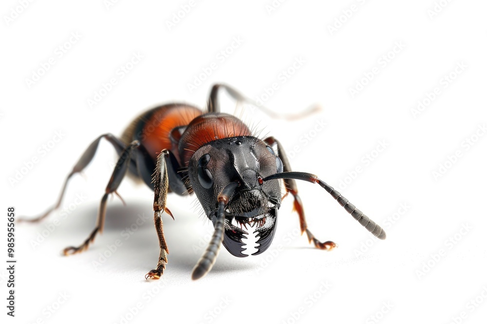 A detailed view of an insect on a clean and plain white background A detailed view of an insect on a clean and plain white background