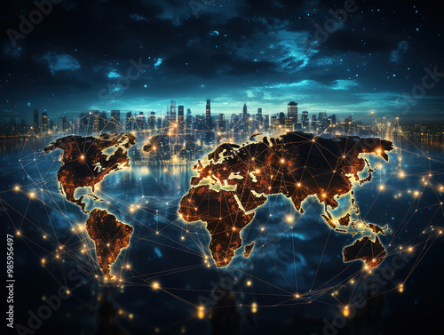 Generous Digital world with connections to global data communication network technology