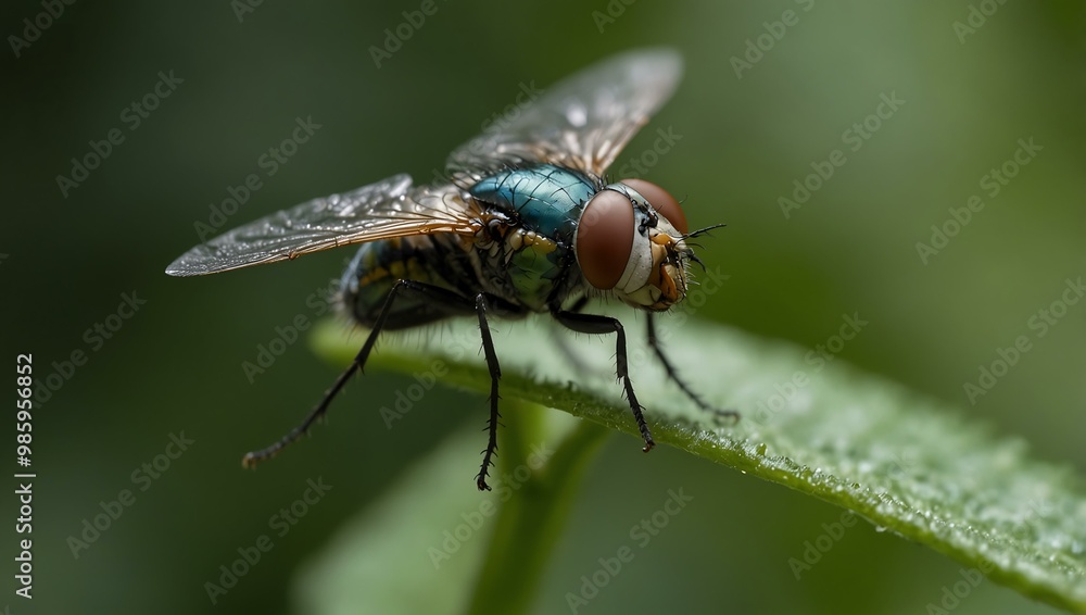 Fly resting on a leaf. Fly resting on a leaf.