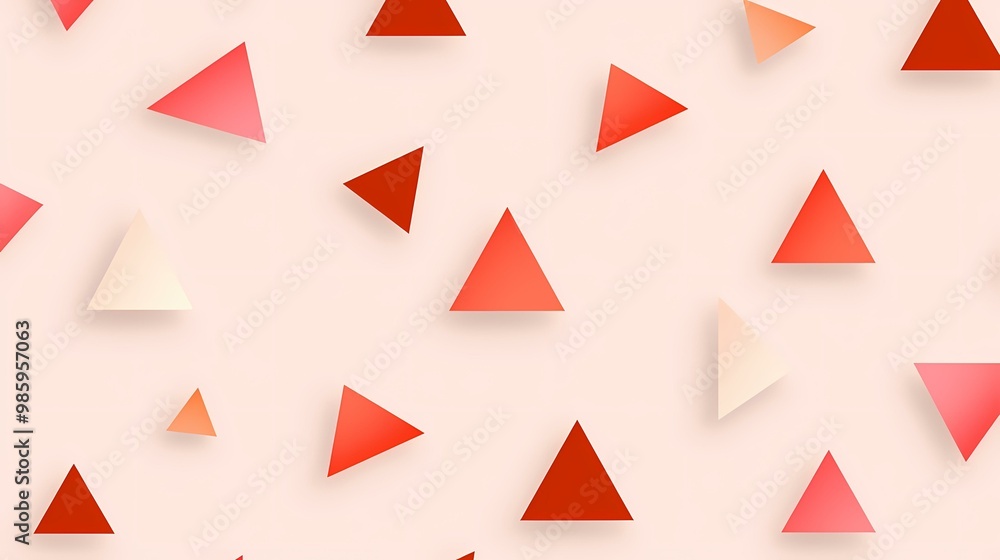 The image contains a pattern of red, orange, and pink triangles on a pale pink background. The image contains a pattern of red, orange, and pink triangles on a pale pink background.