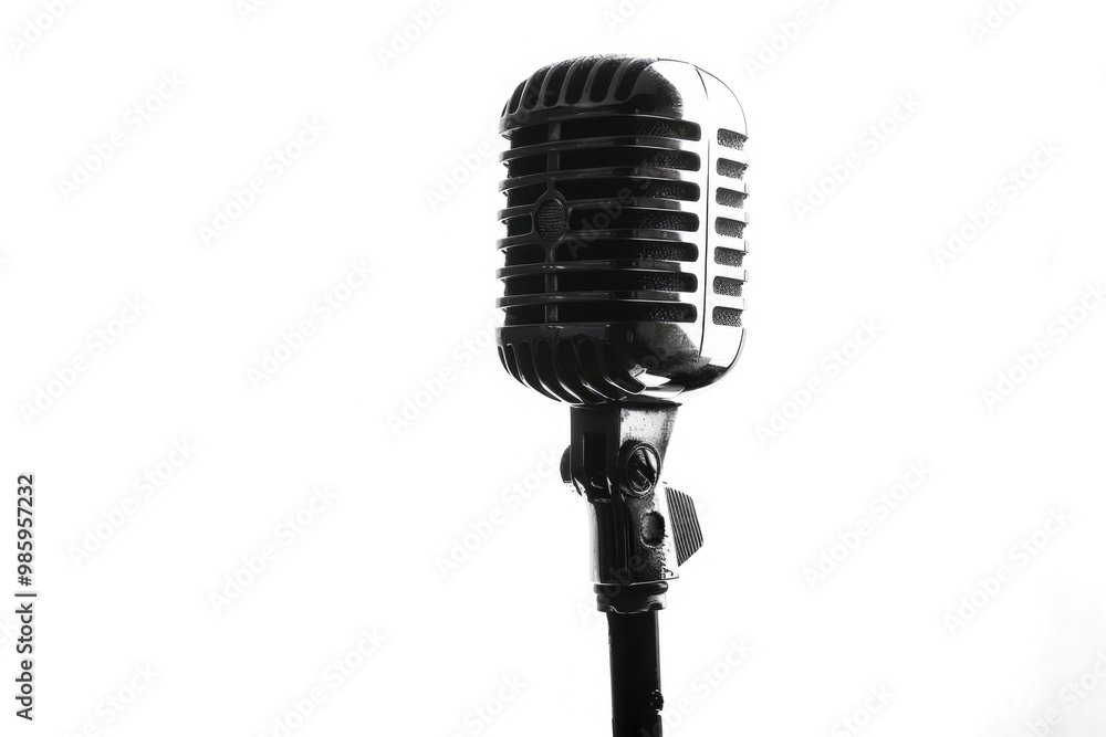 Fototapeta premium Vintage microphone on a black background