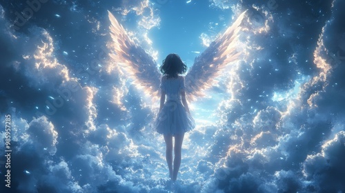 Wallpaper Mural Ethereal Angel Surrounded by Clouds and Light Torontodigital.ca