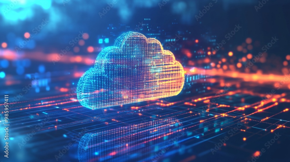 Cloud computing in the future, depicted through vivid data streams and advanced circuitry, showcasing the evolution of technology and interconnectivity. Cloud computing in the future, depicted through vivid data streams and advanced circuitry, showcasing the evolution of technology and interconnectivity.
