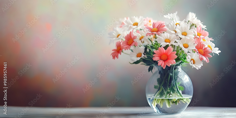 Pure Simplicity: A vase of fresh flowers on an empty table. Pure Simplicity: A vase of fresh flowers on an empty table.