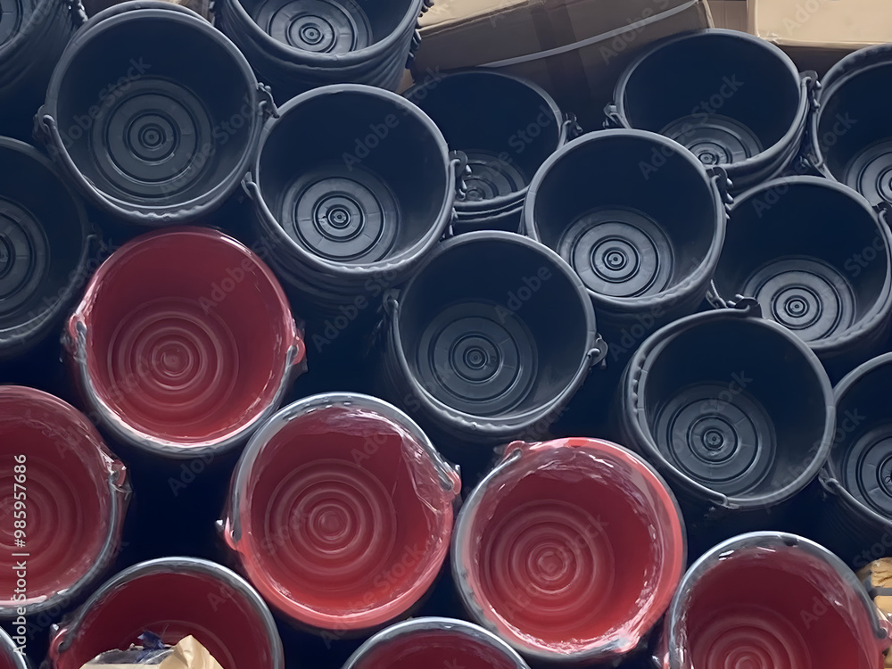 A pack of plastic buckets A pack of plastic buckets