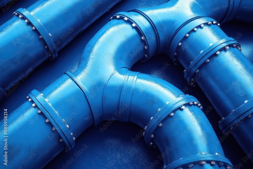 industrial seamless pattern of white piping on blue background technical line art style depicting water gas or oil infrastructure horizontal layout industrial seamless pattern of white piping on blue background technical line art style depicting water gas or oil infrastructure horizontal layout
