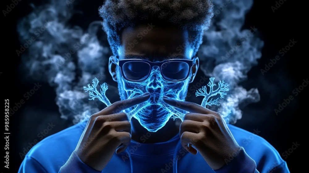 Futuristic Portrait with Smoke and Cool Visual Effects Futuristic Portrait with Smoke and Cool Visual Effects