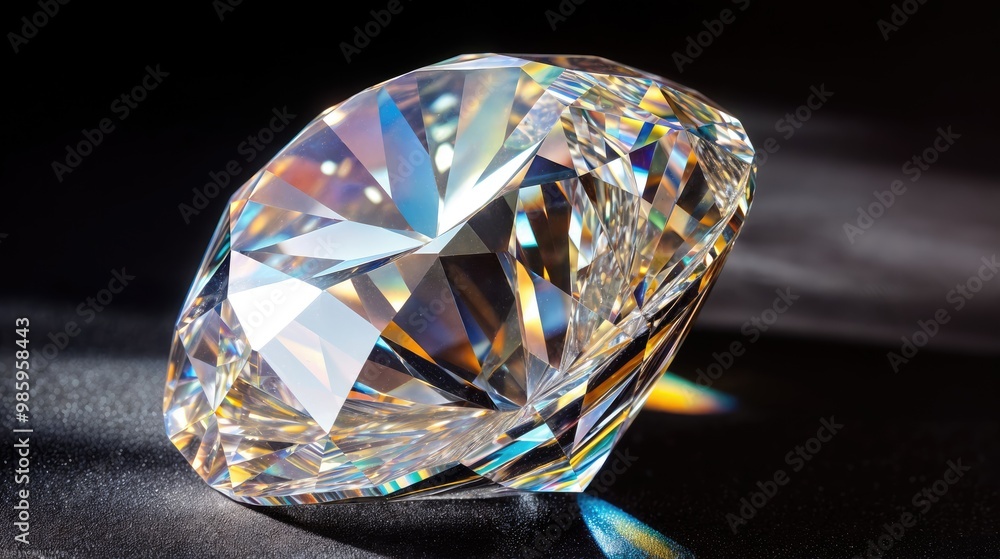 Large beautiful diamond on a dark surface. Large beautiful diamond on a dark surface.