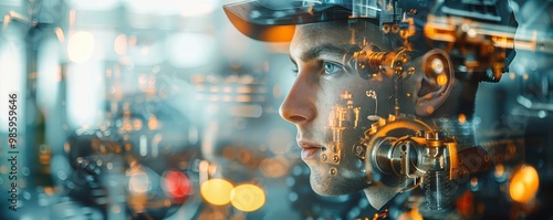 Futuristic car design showcasing internal mechanical parts in motion. Free copy space for banner.